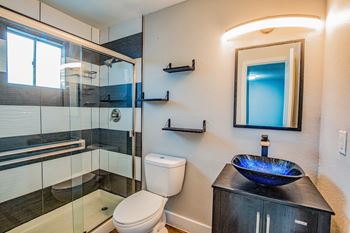 Floor to ceiling custom shower tile